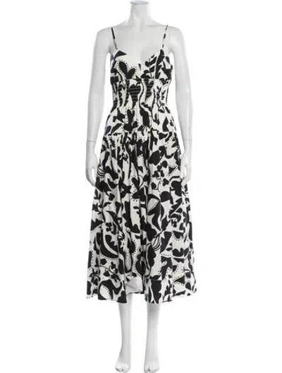 Pre-owned La Ligne Floral Print Midi Length Dress In Black