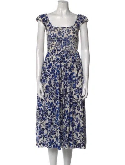 Pre-owned La Ligne Floral Print Midi Length Dress In Blue
