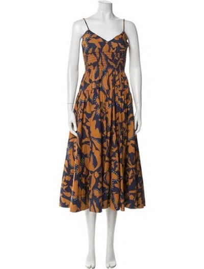 Pre-owned La Ligne Floral Print Midi Length Dress In Blue