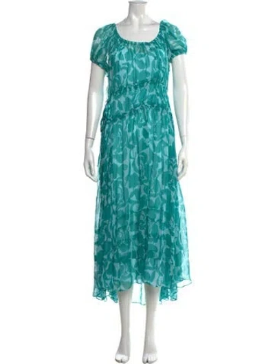 Pre-owned La Ligne Floral Print Midi Length Dress In Blue
