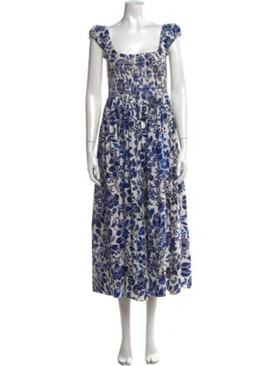Pre-owned La Ligne Floral Print Midi Length Dress In Blue
