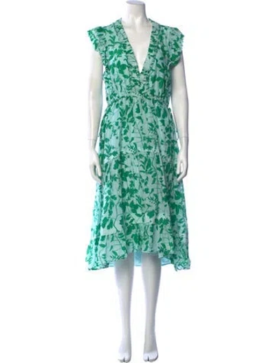 Pre-owned La Ligne Floral Print Midi Length Dress In Blue/green