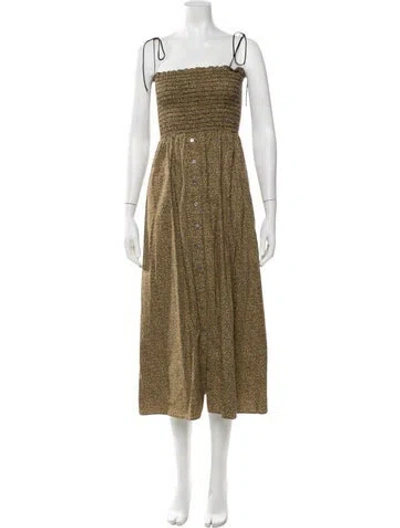Pre-owned La Ligne Floral Print Midi Length Dress In Brown
