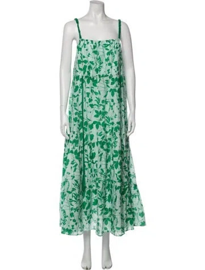 Pre-owned La Ligne Floral Print Midi Length Dress In Green