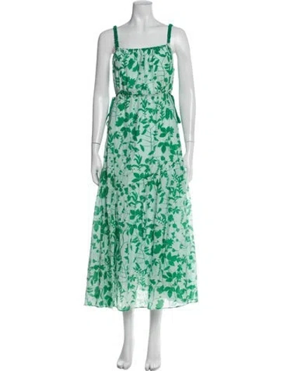 Pre-owned La Ligne Floral Print Midi Length Dress In Green
