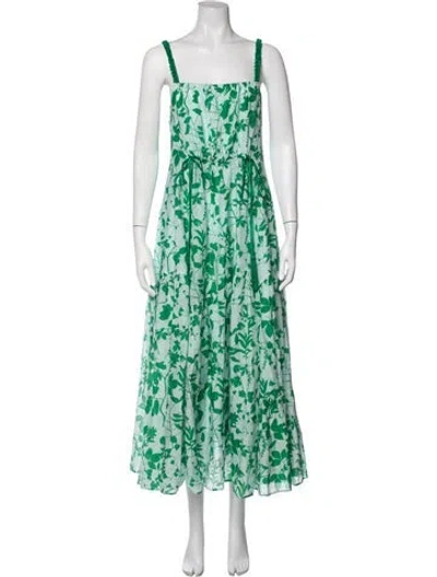 Pre-owned La Ligne Floral Print Midi Length Dress In Green