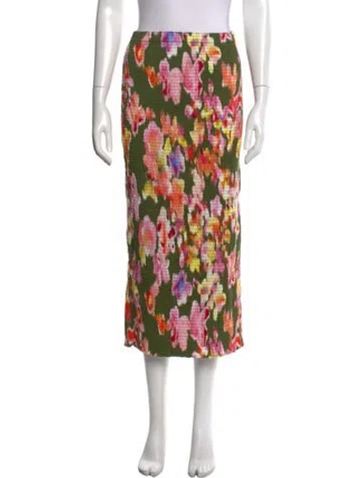 Pre-owned La Ligne Floral Print Midi Length Skirt In Green