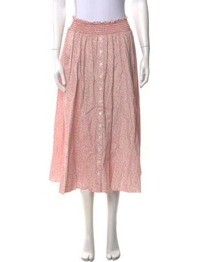 Pre-owned La Ligne Floral Print Midi Length Skirt In Pink