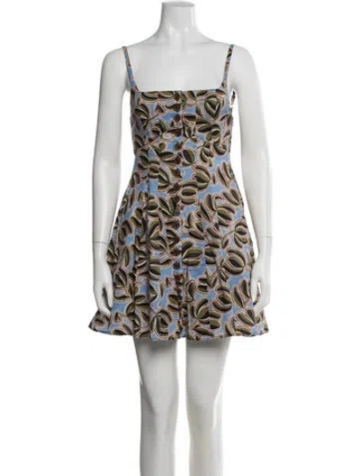 Pre-owned La Ligne Floral Print Mini Dress In Blue