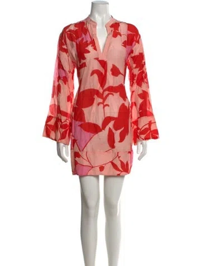 Pre-owned La Ligne Floral Print Mini Dress In Red