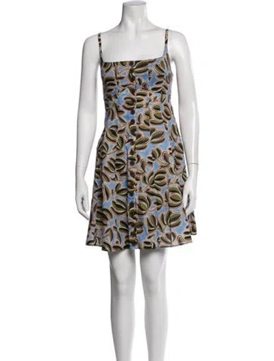 Pre-owned La Ligne Floral Print Mini Dress W/ Tags In Blue