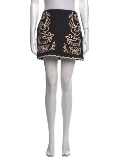 Pre-owned La Ligne Floral Print Mini Skirt In Black