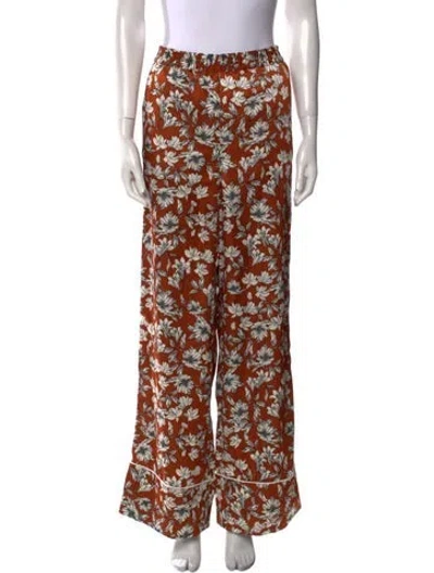 Pre-owned La Ligne Floral Print Wide Leg Pants In Orange