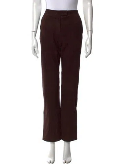 Pre-owned La Ligne Goat Leather Straight Leg Pants In Brown