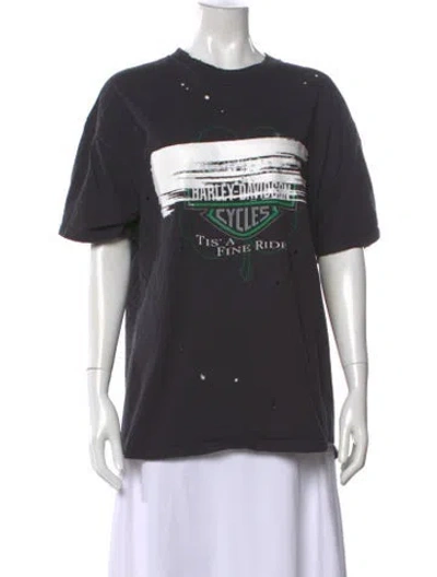 Pre-owned La Ligne Graphic Print Crew Neck T-shirt In Black
