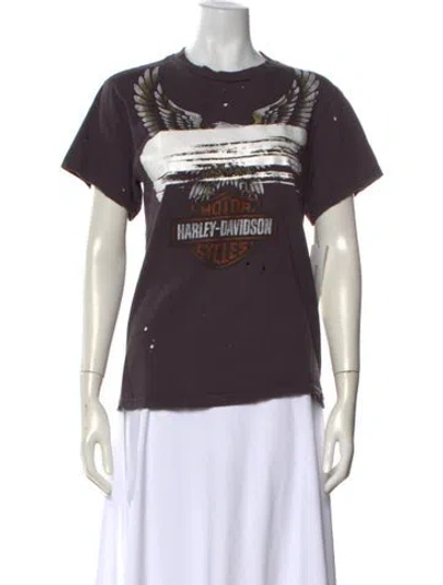 Pre-owned La Ligne Graphic Print Crew Neck T-shirt In Black