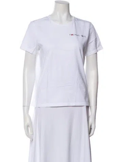 Pre-owned La Ligne Graphic Print Crew Neck T-shirt In White