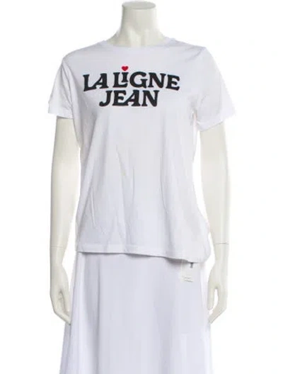 Pre-owned La Ligne Graphic Print Crew Neck T-shirt In White