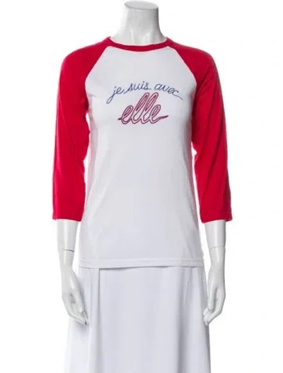 Pre-owned La Ligne Graphic Print Crew Neck T-shirt In White