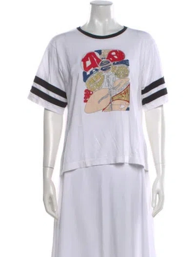 Pre-owned La Ligne Graphic Print Crew Neck T-shirt In White