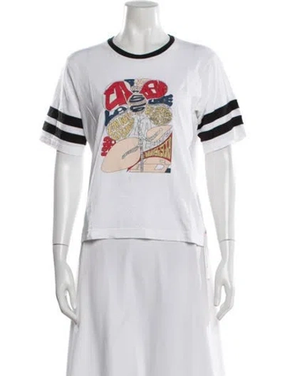 Pre-owned La Ligne Graphic Print Crew Neck T-shirt In White