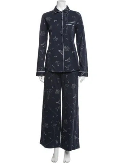 Pre-owned La Ligne Graphic Print Pajamas W/ Tags In Blue