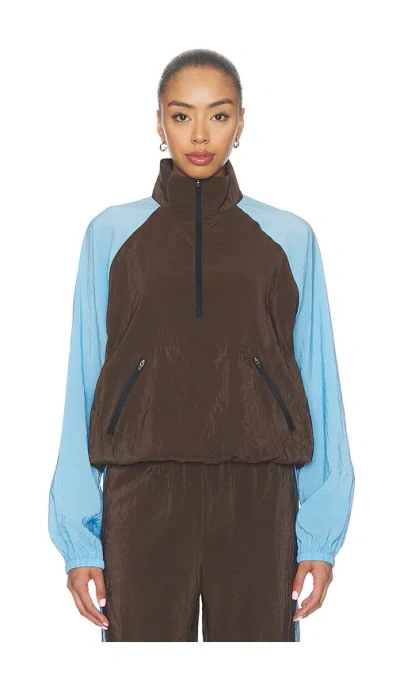 La Ligne Half Zip Windbreaker In Brown