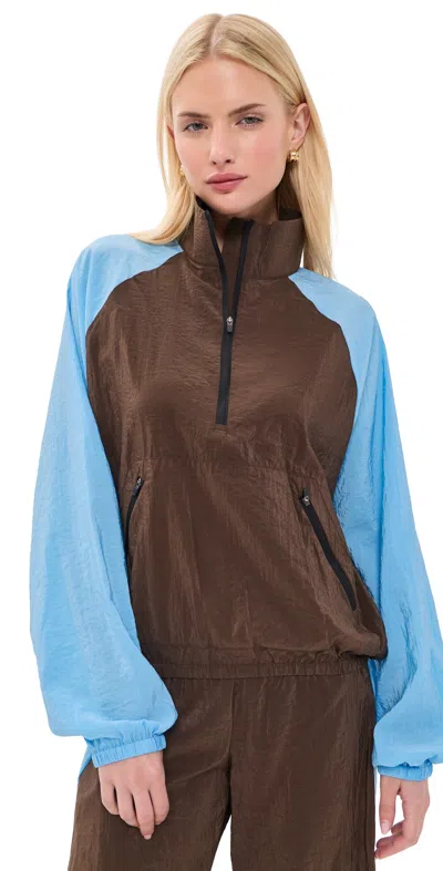 La Ligne Half Zip Windbreaker Chocolate/cerulean
