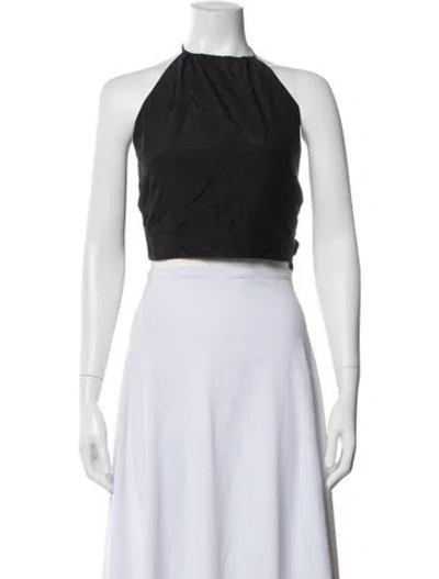 Pre-owned La Ligne Halterneck Sleeveless Crop Top In Black