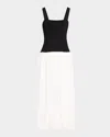 La Ligne Henriette Mixed-media Tank Top Dress In Black/ivory