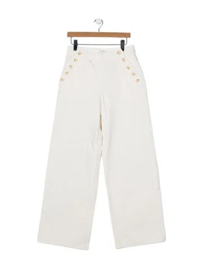 Pre-owned La Ligne High-rise Wide Leg Jeans In White
