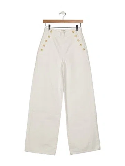 Pre-owned La Ligne High-rise Wide Leg Jeans In White