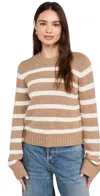 La Ligne Jack Striped Wool Sweater In Camel/cream