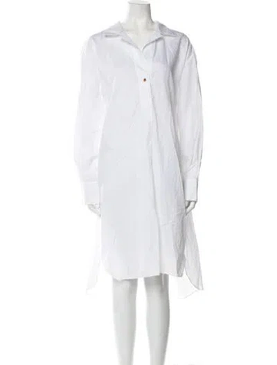 Pre-owned La Ligne Knee-length Dress In White