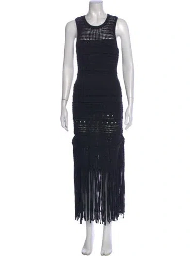 Pre-owned La Ligne Lace Pattern Long Dress In Blue
