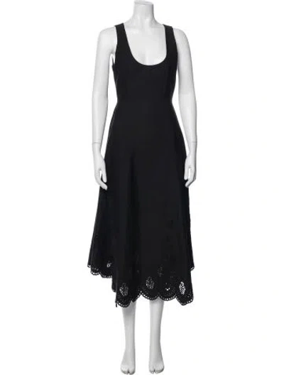 Pre-owned La Ligne Lace Pattern Midi Length Dress In Black
