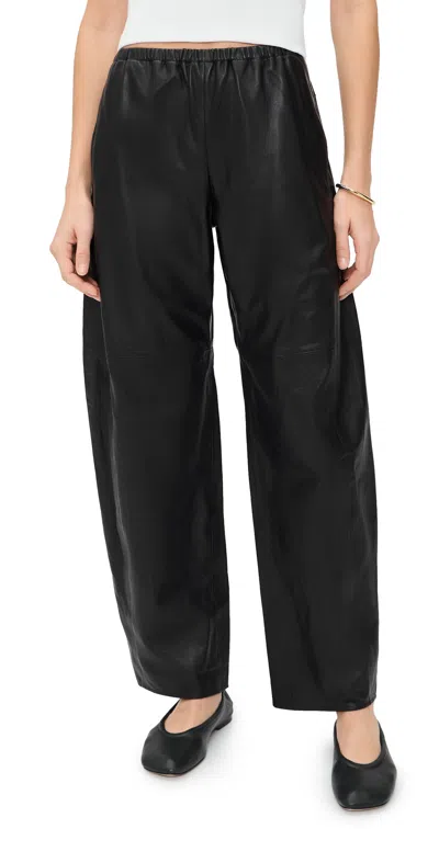 La Ligne Lamb Leather Colby Trousers Black