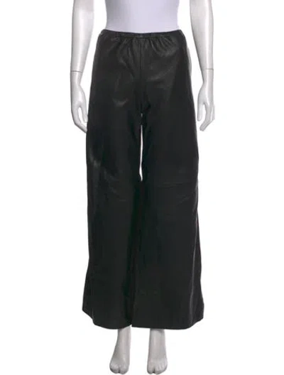 Pre-owned La Ligne Lamb Leather Wide Leg Pants W/ Tags In Black