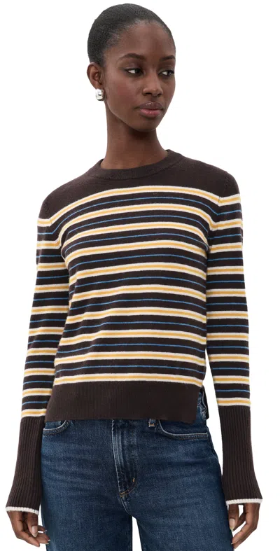 La Ligne Lean Lines Striped Cashmere Sweater In Brown