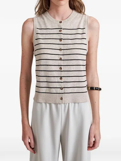 La Ligne Lee Striped Knitted Vest In Brown