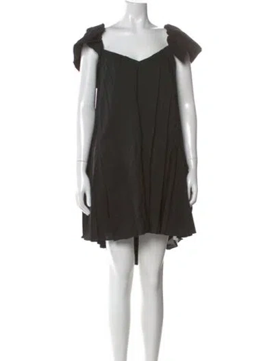 Pre-owned La Ligne Linen Knee-length Dress In Black