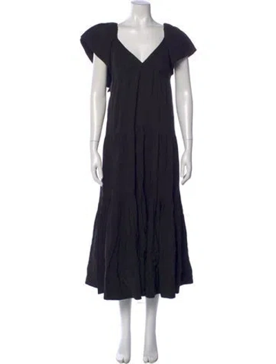 Pre-owned La Ligne Linen Long Dress In Black