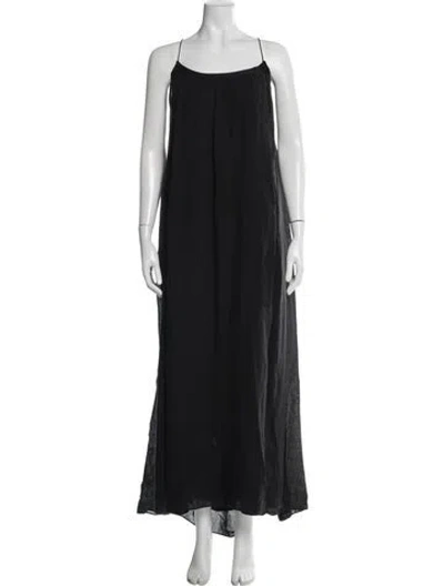 Pre-owned La Ligne Linen Long Dress In Black