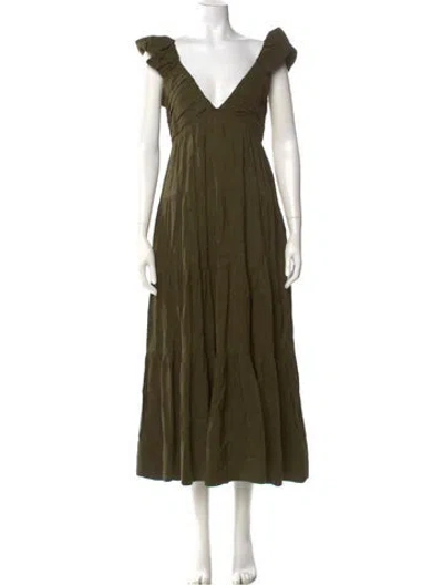 Pre-owned La Ligne Linen Long Dress In Green