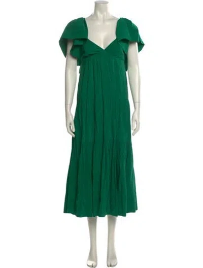 Pre-owned La Ligne Linen Long Dress In Green