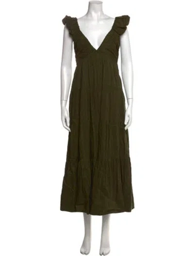Pre-owned La Ligne Linen Long Dress In Green