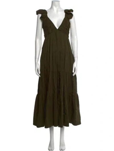 Pre-owned La Ligne Linen Long Dress In Green