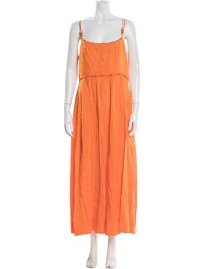 Pre-owned La Ligne Linen Long Dress In Orange