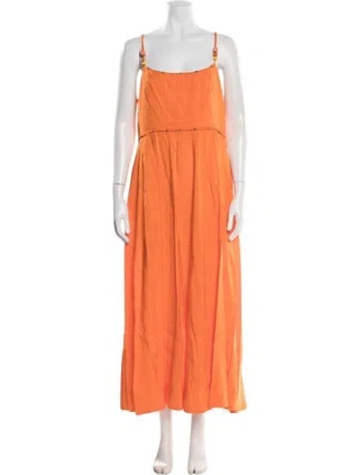 Pre-owned La Ligne Linen Long Dress In Orange