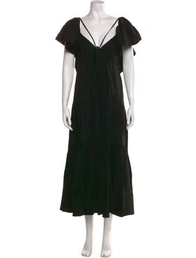 Pre-owned La Ligne Linen Midi Length Dress In Black